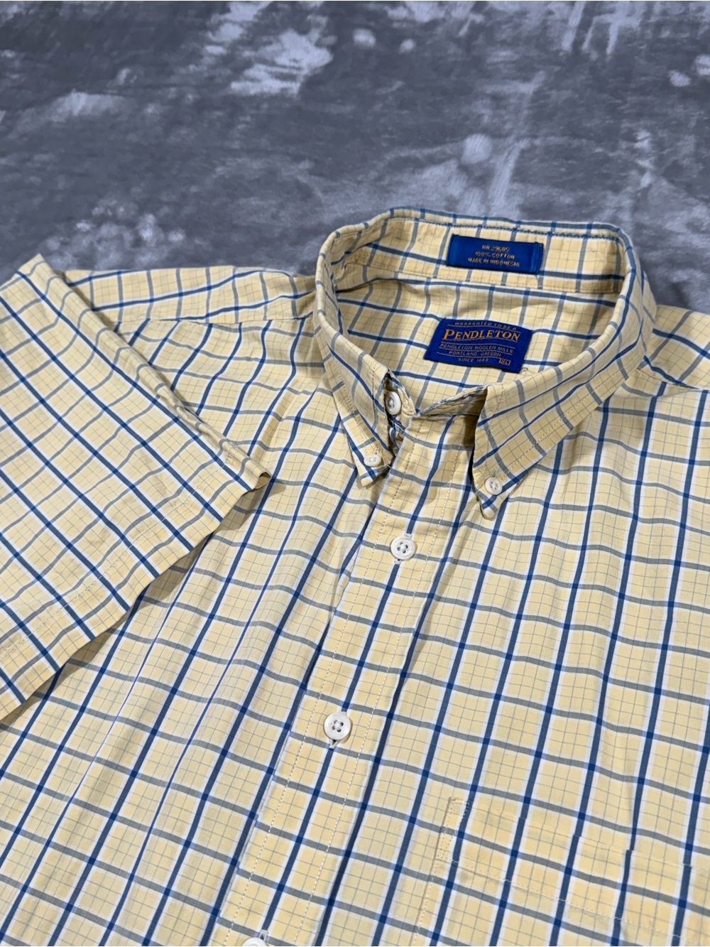 Pendleton Shirt Mens XL Yellow Plaid Short Sleeve Button Up Classic Causal Adult